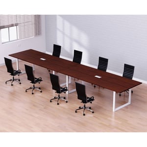 

Mahmayi Vorm 136-36 Modern Conference-Meeting Table for Office, Home, & Restaurant - Loop Legs, Wire Management, Versatile, Easy Assembly, Enhances Wellness & Collaboration(8 Seater, Apple Che