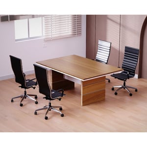 

Mahmayi Zelda N31E-18 Elegant Conference Table for Office, Home, & Restaurant - Modern Design, Easy Installation, & Sturdy Steel for Group Settings & Gatherings - Natural Dijon Walnut 180c