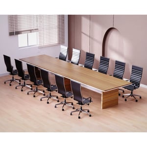 

Mahmayi Zelda N31E-48 Elegant Conference Table for Office, Home, & Restaurant - Modern Design, Easy Installation, & Sturdy Steel for Group Settings & Gatherings - Natural Dijon Walnut 480c