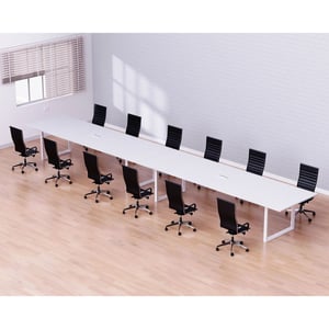 

Mahmayi Vorm 136-48 Modern Conference-Meeting Table for Office, Home, & Restaurant - Loop Legs, Wire Management, Versatile Design, Easy Assembly, Enhances Wellness & Collaboration(12 Seater, W