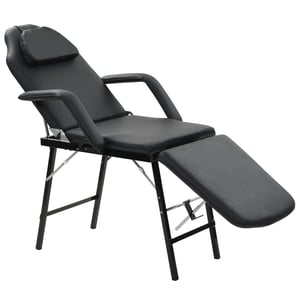110160 Vidaxl Portable Facial Treatment Chair Faux Leather 185x78x76 Cm Black