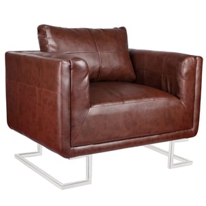 

Vidaxl Cube Armchair With Chrome Feet Brown Faux Leather