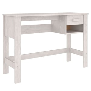 

vidaXL Desk HAMAR White 110x40x75 cm Solid Wood Pine