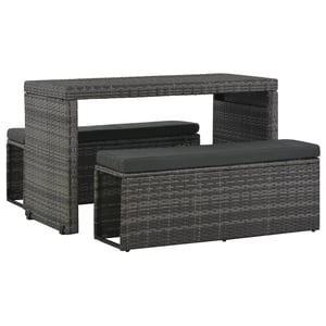 44719 Vidaxl 3 Piece Outdoor Dining Set With Cushions Poly Rattan Grey