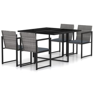 Vidaxl 5 Piece Outdoor Dining Set With Cushions Poly Rattan Grey
