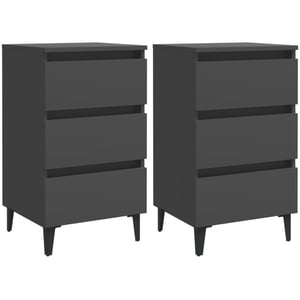 

Vidaxl Bed Cabinet With Metal Legs 2 Pcs Grey 40x35x69 Cm