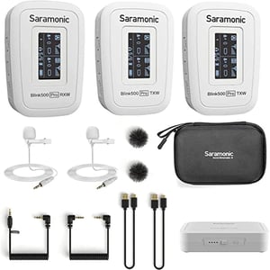 Saramonic Blink 500 Pro B2 Advanced 2.4 GHz 2-Person Wireless Clip-On Microphone System with Lavaliers Snow White