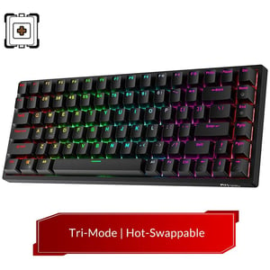 Rk84 Tri - Mode Hot Swapable Rgb Mechanical Gaming Keyboard Brown Switch Black