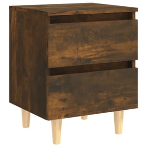 

Vidaxl Bed Cabinet With Solid Wood Legs Smoked Oak 40x35x50 Cm