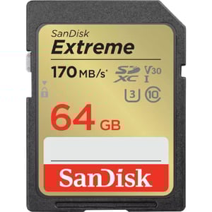 

Sandisk Memory Card Extreme SD UHS I 64GB Black SDSDXV2-064G-GNCIN