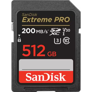 

Sandisk Memory Card Extreme Pro SD UHS I 512GB Black SDSDXXD-512G-GN4IN