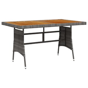 Vidaxl Garden Table Grey 130x70x72 Cm Poly Rattan &amp; Solid Acacia Wood
