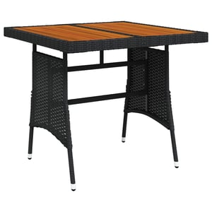 Vidaxl Garden Table Black 70x70x72 Cm Poly Rattan &amp; Solid Acacia Wood