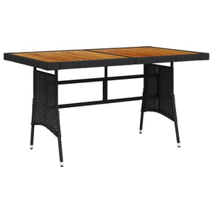 Vidaxl Garden Table Black 130x70x72 Cm Poly Rattan &amp; Solid Acacia Wood