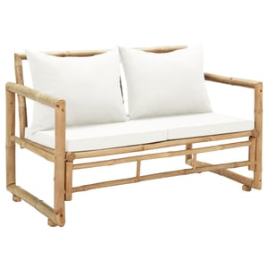 Vidaxl 2 Seater Garden Sofa With Cushions Bamboo