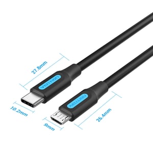 Vention Data Cable USB-C 2.0 to Micro USB 2A Cable 2M Black COVBH