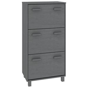

vidaXL Shoe Cabinet HAMAR Dark Grey 59.5x35x117 cm Solid Wood Pine