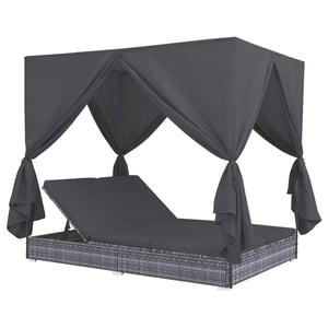 

vidaXL Outdoor Lounge Bed With Curtains