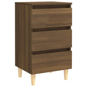 

Vidaxl Bed Cabinet With Solid Wood Legs Brown Oak 40x35x69 Cm