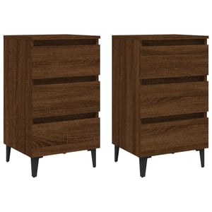 Vidaxl Bed Cabinets With Metal Legs 2 Pcs Brown Oak 40x35x69 Cm
