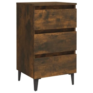 

Vidaxl Bed Cabinet With Metal Legs Smoked Oak 40x35x69 Cm