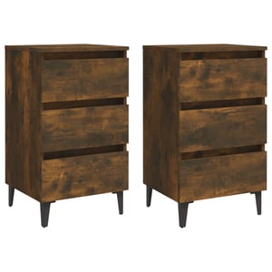 

Vidaxl Bed Cabinets With Metal Legs 2 Pcs Smoked Oak 40x35x69 Cm