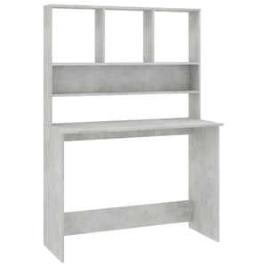 

Vidaxl Desk With Shelf Concrete Grey 110x45x157 Cm Engineered Wood