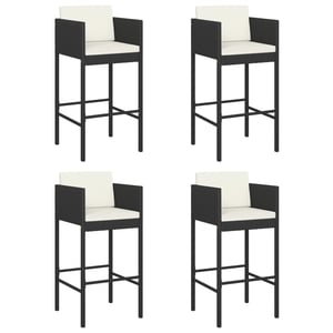 Vidaxl Bar Stools 4 Pcs With Cushions Black Poly Rattan