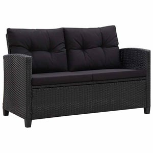 Vida Xl Vidaxl 2-seater Garden Sofa With Cushions Grey 124 Cm Poly Rattan