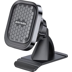 Porodo Magnetic Dash Mount Cell Phone Holder 360 Degree Rotation - Black