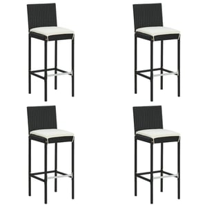 

vidaXL Garden Bar Stools with Cushions 4 pcs Black Poly Rattan