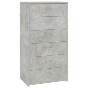 

vidaXL Sideboard with 6 Drawers Concrete Grey 50x34x96 cm Engineered Wood