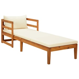 

vidaXL Sun Lounger with Cream White Cushions Solid Acacia Wood