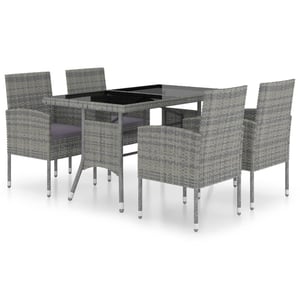 

vidaXL 5 Piece Garden Dining Set Poly Rattan Anthracite & Grey