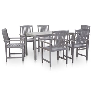 

vidaXL 7 Piece Outdoor Dining Set Grey Wash Solid Acacia Wood