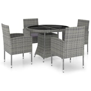 vidaXL 5 Piece Garden Dining Set Poly Rattan Anthracite &amp; Grey