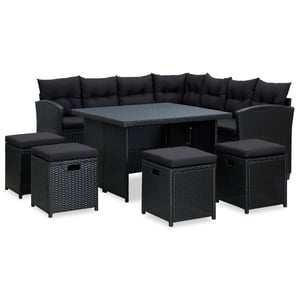 

vidaXL 6 Piece Garden Lounge Set with Cushions Poly Rattan Black
