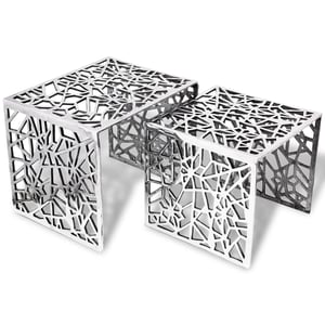 

vidaXL Two Piece Side Tables Square Aluminium Silver