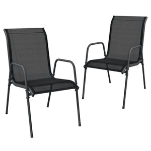 

vidaXL Garden Chairs 2 pcs Steel and Textilene Black