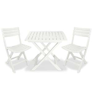 

vidaXL 3 Piece Folding Bistro Set Plastic White