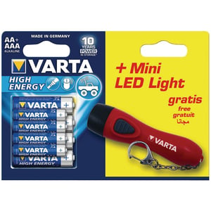 Varta Long Life AA/AAA Battery with Mini LED Light Blue/Black