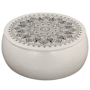 

vidaXL Coffee Table Hammered Aluminium 70x30 cm White