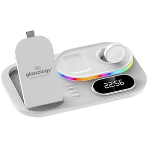 

Glassology 4 In 1 Wireless Charging Stand With Clock White