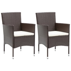 

vidaXL Garden Dining Chairs 2 pcs Poly Rattan Brown