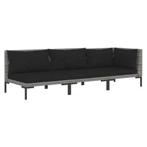 

vidaXL 3 Piece Garden Lounge Set Dark Grey Half Round Poly Rattan