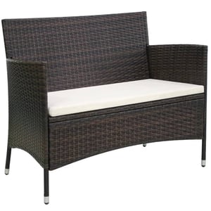 

vidaXL Garden Bench 106 cm Poly Rattan Brown