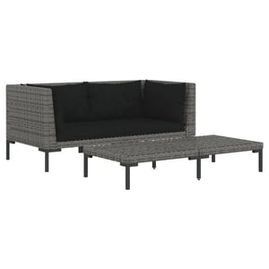 

vidaXL 3 Piece Garden Lounge Set Dark Grey Half Round Poly Rattan