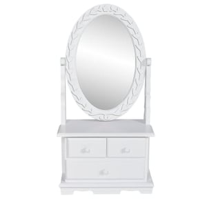 

vidaXL Vanity Makeup Table with Oval Swing Mirror MDF