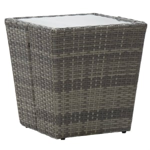 

vidaXL Tea Table Grey 41.5x41.5x43 cm Poly Rattan and Tempered Glass