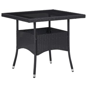 

vidaXL Outdoor Dining Table Black Poly Rattan and Glass